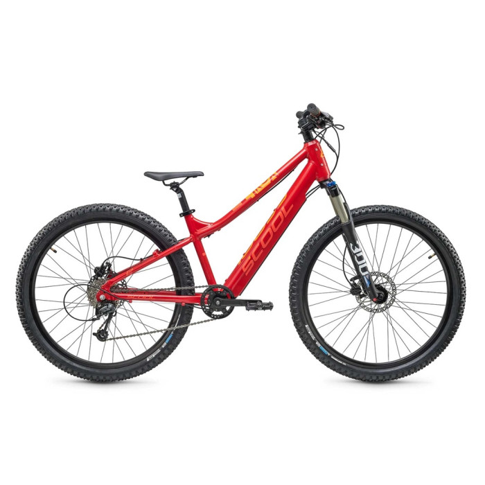SCOOL Detský bicykel e-troX race 24-9S červená/oranžová (od 125 cm) ()