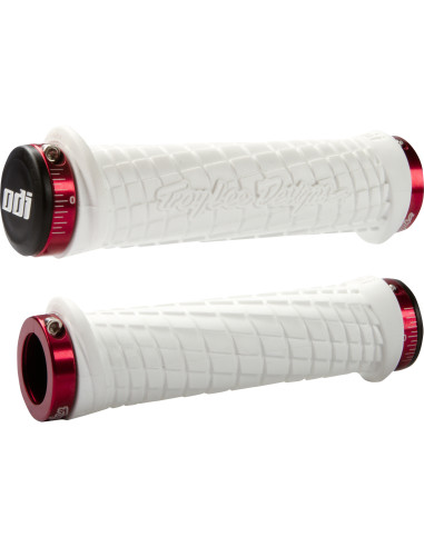 ODI MTB grips Troy Lee Designs Lock-On white , 130mm red clamps
