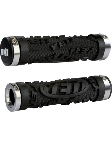 ODI MTB grips Yeti Hardcore Lock-On black, 130mm silver clamps, Bonus Pack